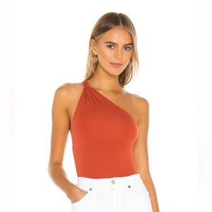 Revolve Lovers and Friends Kayleen One Shoulder Bodysuit - Burnt Orange - XS